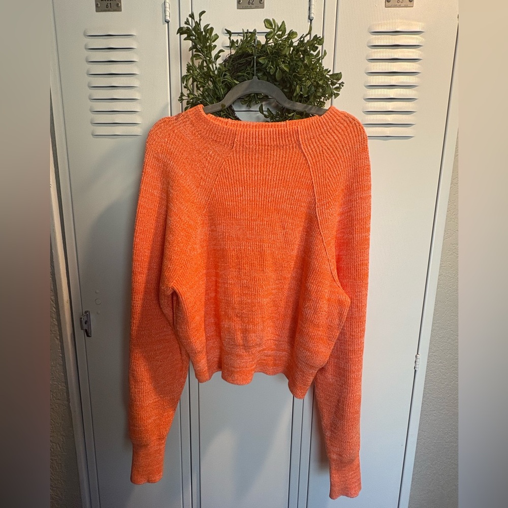 Free People Sz Small Too Good Knit Pullover Sweater in Orange Zest